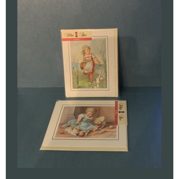 Victorian Repro blank Greeting Cards/envelopes Girl Swan Set of 12 - Picture 3 of 3